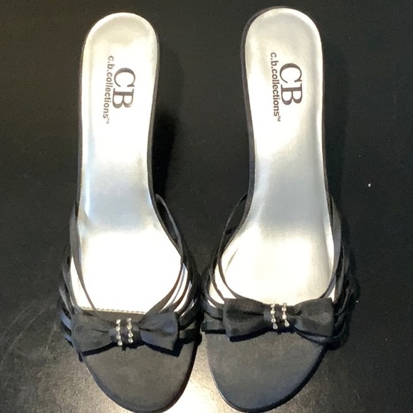 CB Collections backless rhinestone bow heel, Sz 10M - Picture 1 of 4